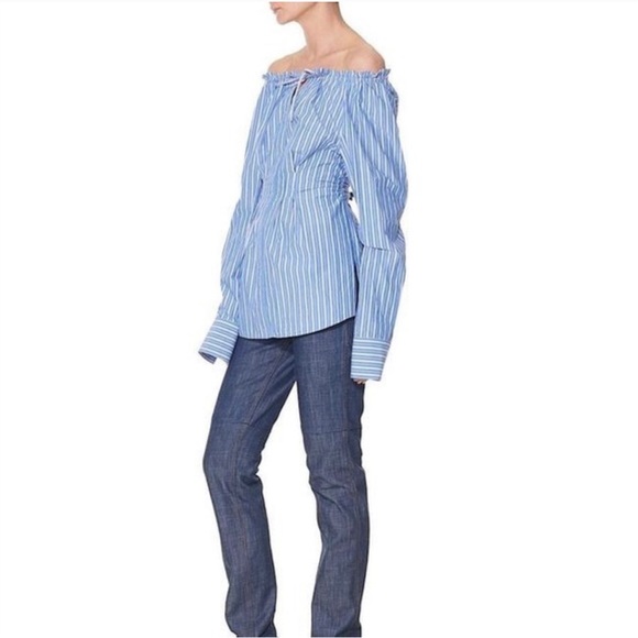 Tibi Tops - TIBI Garcon Off-the-shoulder Striped Cotton Top size 2